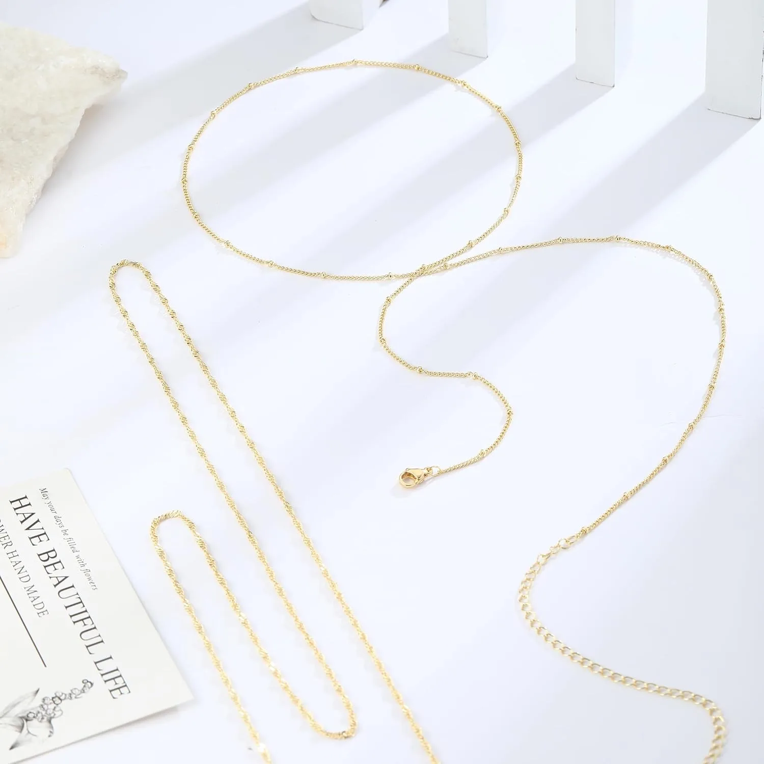 14K金メッキ 26-33インチ 調節可能なウエストビーズチ - Body Jewelry Gold のレビューと価格