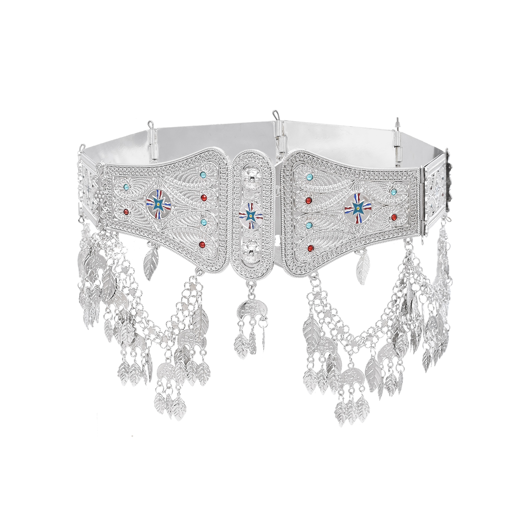 女性と男性のためのシルバーメッキのモロッコのカフタンベルト, - Body Jewelry Indian のレビューと価格