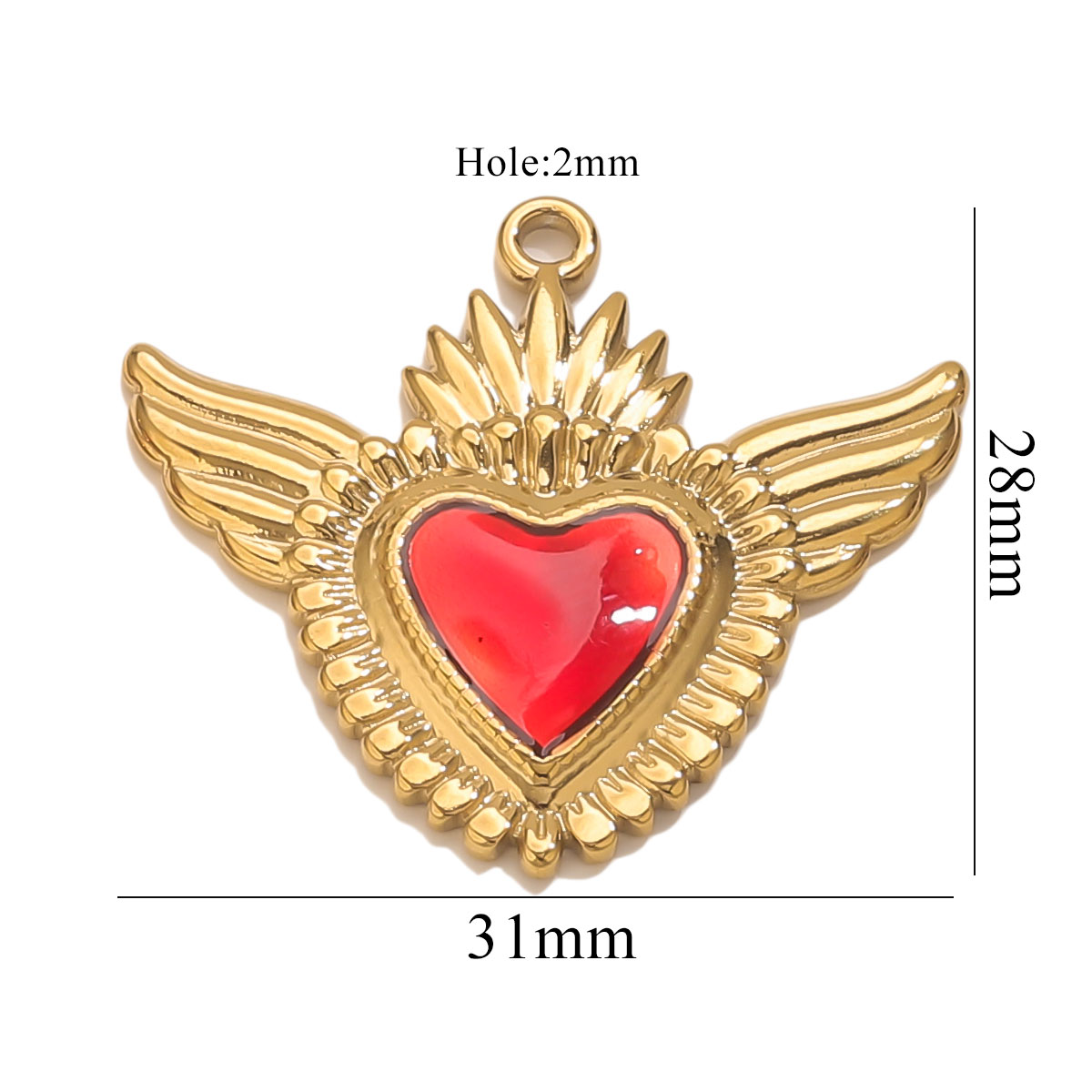 3 個ステンレス鋼レッドエナメルハート型チャームゴールドメッ - Body Jewelry Diy のレビューと価格