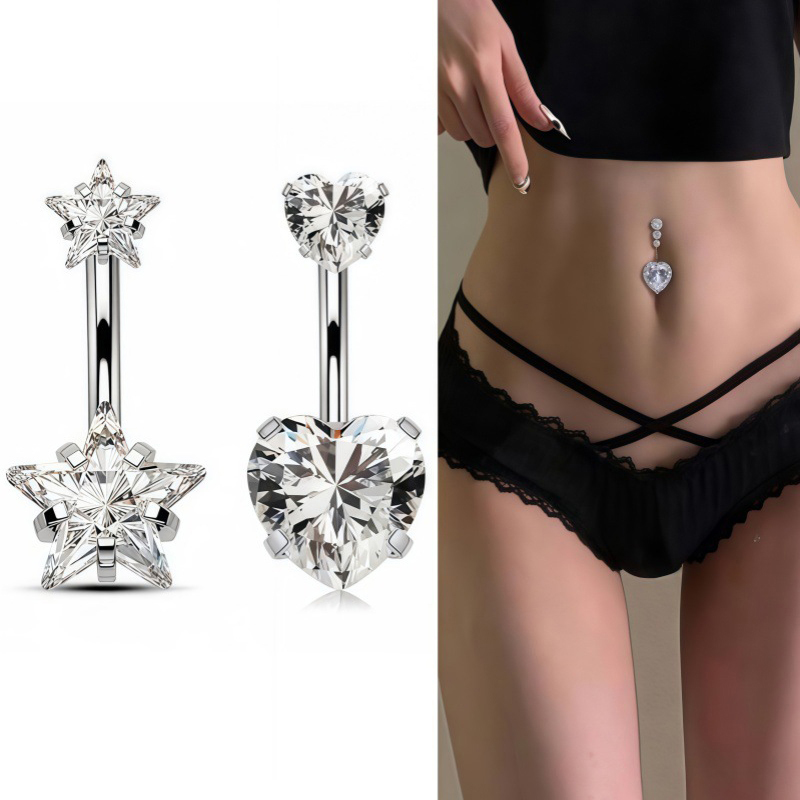 1個 セクシーなへそピアス ステンレス製 ファッション ハー - Body Jewelry And Piercing のレビューと価格