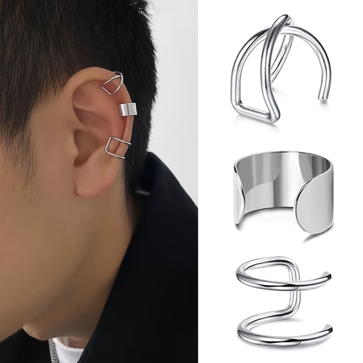 ステンレス製調整可能な耳カバー螺旋軟骨挟み式包むピアス男女非 - Helix Cartilage Ring のレビューと価格
