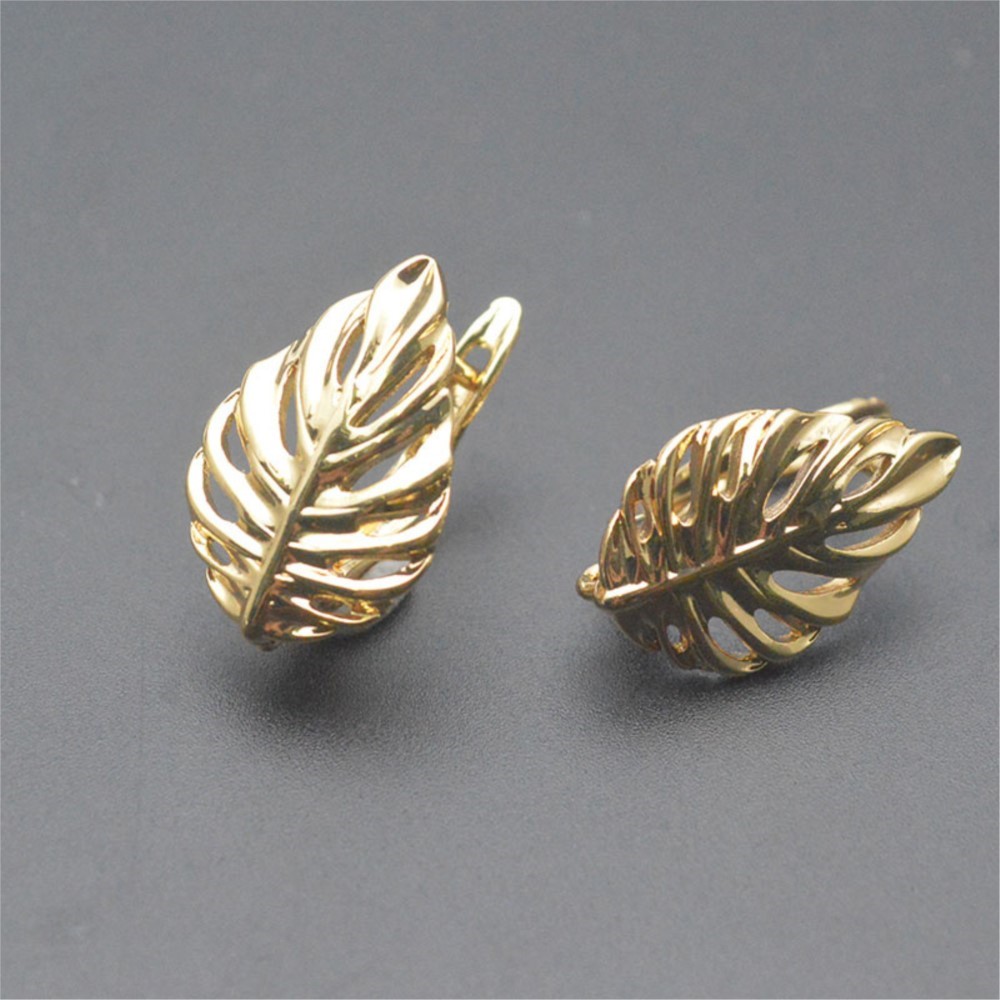 1/2個 18K金メッキ真鍮製 葉っぱ型中空ファッションイヤ - Body Jewelry Diy のレビューと価格